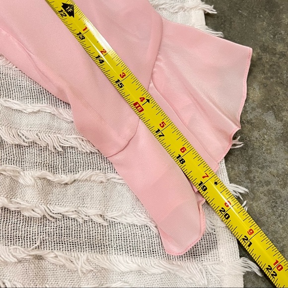 Lauren Ralph Lauren Womens Pink 100% Silk Blouse Long Flutter Sleeve Sz S Casual - Picture 7 of 8